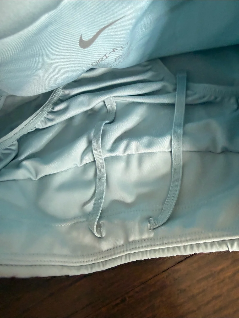 Nike Dri-FIT Women's Light Blue Solid Running Shorts Lined Drawstring Stretch